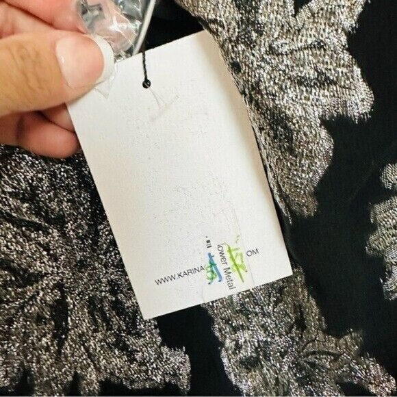 Karina Grimaldi Daniela Jaquard Print-Black Flower Metal Size Small NWT - Picture 8 of 12